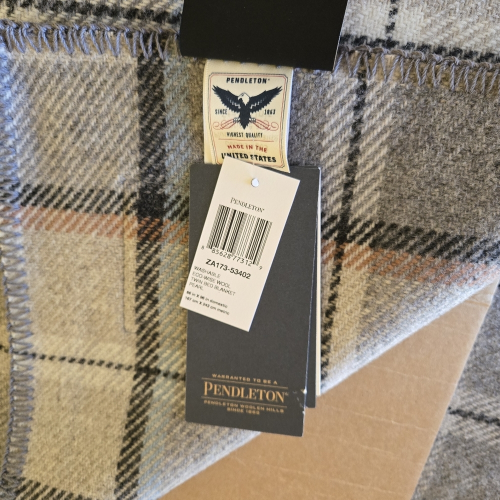 Pendleton Eco-Wise Pearl Plaid Washable 100% Wool Blanket, Twin 66" x 96" USA - Picture 15 of 16